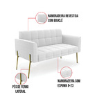 Sofá Namoradeira 2 Lugares Pé Ferro Dourado Elisa Bouclê D03