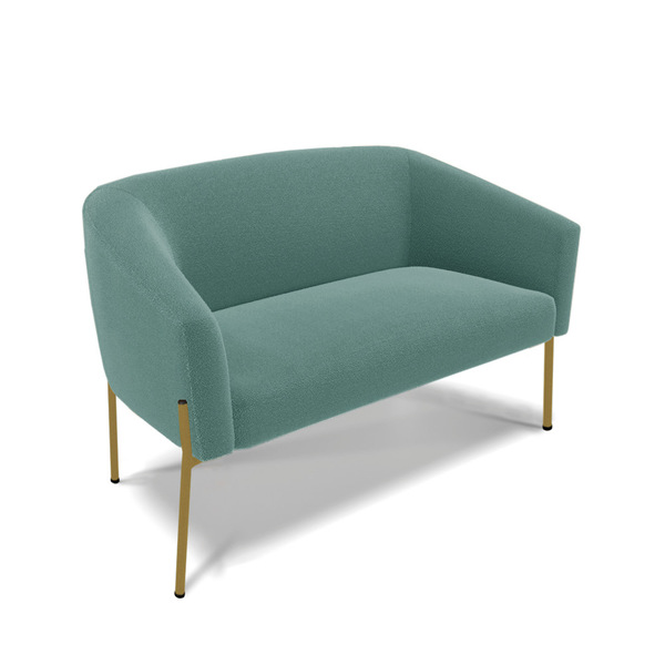 Sofá Namoradeira 2 Lugares Pé Ferro Dourado Stella Bouclê D03