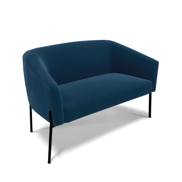 Sofá Namoradeira 2 Lugares Pé Ferro Preto Stella Bouclê Azul