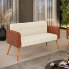 Sofá Namoradeira 2 Lugares Pés Palito Castanho Elisa Nozes/li