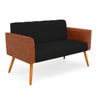 Sofá Namoradeira 2 Lugares Pés Palito Castanho Elisa Nozes/li