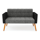 Sofá Namoradeira 2 Lugares Pés Palito Castanho Elisa Preto/li
