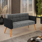 Sofá Namoradeira 2 Lugares Pés Palito Castanho Elisa Preto/li