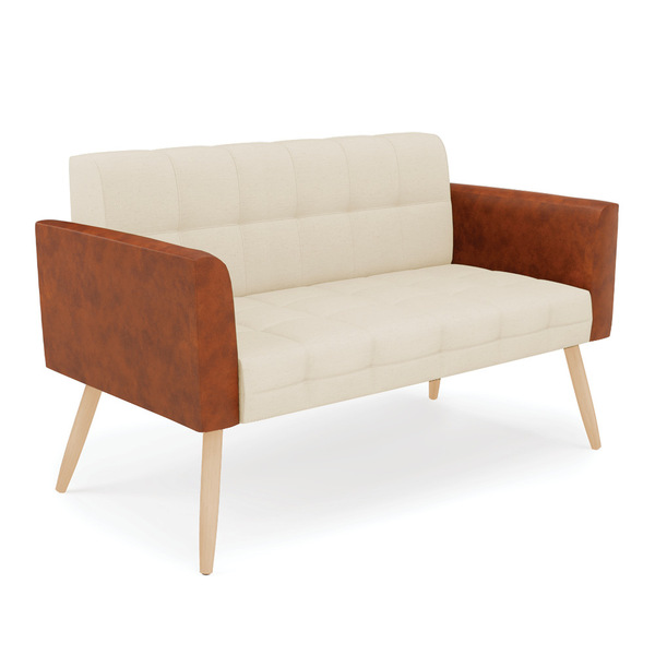 Sofá Namoradeira 2 Lugares Pés Palito Natural Elisa Nozes/lin
