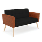 Sofá Namoradeira 2 Lugares Pés Palito Natural Elisa Nozes/lin