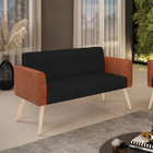 Sofá Namoradeira 2 Lugares Pés Palito Natural Elisa Nozes/lin