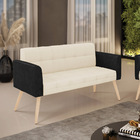 Sofá Namoradeira 2 Lugares Pés Palito Natural Elisa Preto/lin