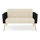 Sofá Namoradeira 2 Lugares Pés Palito Natural Elisa Preto/lin