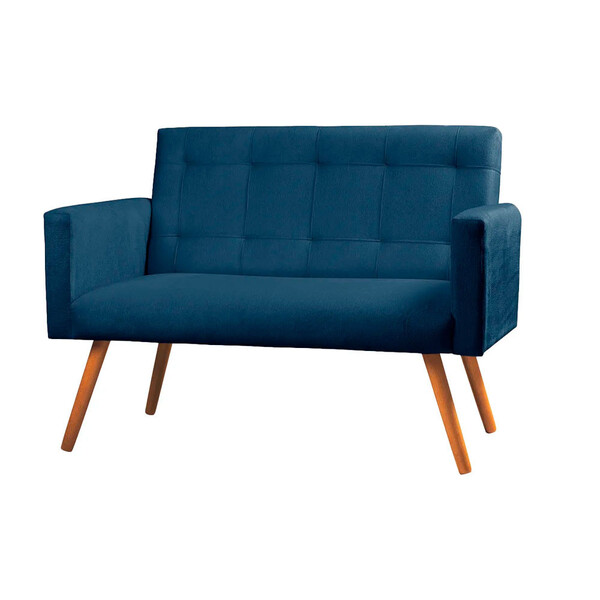 Sofá Namoradeira 2 Lugares Sabrina Veludo Azul - Star Confort