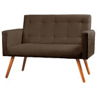 Sofá Namoradeira 2 Lugares Sabrina Veludo Marrom Chocolate -