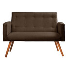 Sofá Namoradeira 2 Lugares Sabrina Veludo Marrom Chocolate -