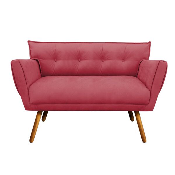 Sofá Namoradeira Anitta Suede Pés Palito Castanho - D'rossi -