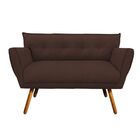 Sofá Namoradeira Anitta Suede Pés Palito Castanho - D'rossi -