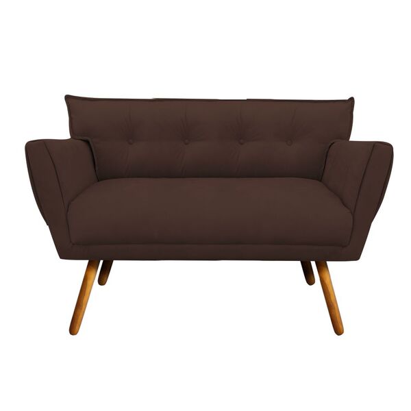 Sofá Namoradeira Anitta Suede Pés Palito Castanho - D'rossi -