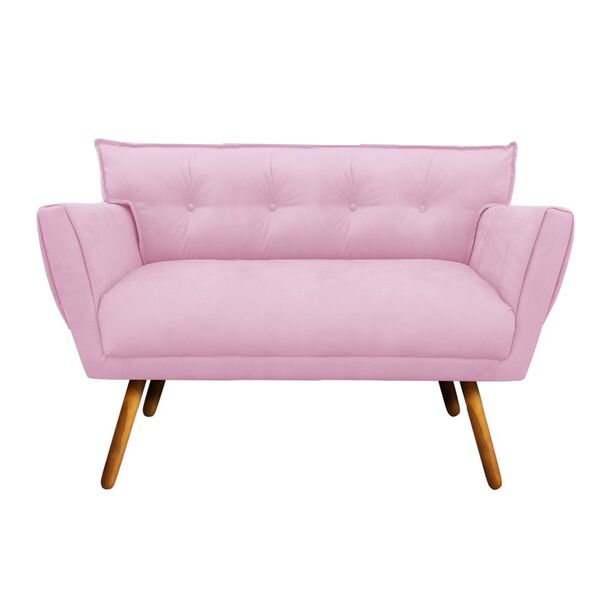 Sofá Namoradeira Anitta Suede Pés Palito Castanho - D'rossi -
