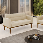 Sofá Namoradeira Base De Madeira Castanho Elisa Suede D03 - D