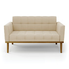 Sofá Namoradeira Base De Madeira Castanho Elisa Suede D03 - D