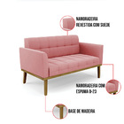 Sofá Namoradeira Base De Madeira Castanho Elisa Suede D03 - D