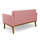 Sofá Namoradeira Base De Madeira Castanho Elisa Suede D03 - D