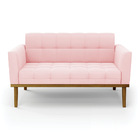 Sofá Namoradeira Base De Madeira Castanho Elisa Suede D03 - D