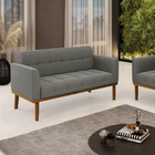 Sofá Namoradeira Base De Madeira Castanho Elisa Suede D03 - D