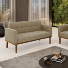 Sofá Namoradeira Base De Madeira Castanho Elisa Suede D03 - D