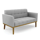 Sofá Namoradeira Base De Madeira Castanho Elisa Suede D03 - D