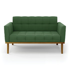 Sofá Namoradeira Base De Madeira Castanho Elisa Suede D03 - D