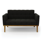 Sofá Namoradeira Base De Madeira Castanho Elisa Suede D03 - D