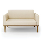 Sofá Namoradeira Base De Madeira Fixa Castanho Marisa Linho -