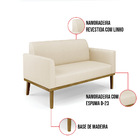 Sofá Namoradeira Base De Madeira Fixa Castanho Marisa Linho -