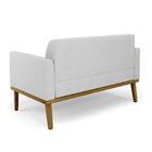 Sofá Namoradeira Base De Madeira Fixa Castanho Marisa Linho -