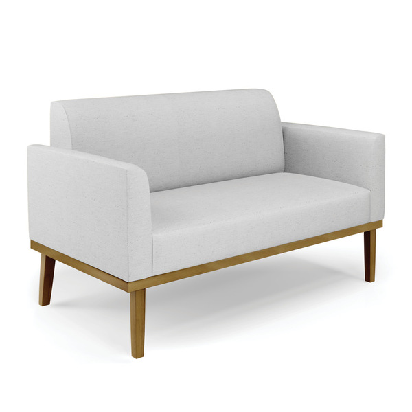 Sofá Namoradeira Base De Madeira Fixa Castanho Marisa Linho -