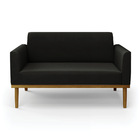 Sofá Namoradeira Base De Madeira Fixa Castanho Marisa Suede -