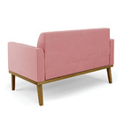 Sofá Namoradeira Base De Madeira Fixa Castanho Marisa Suede R