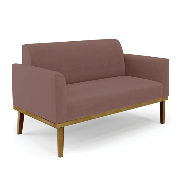 Sofá Namoradeira Base De Madeira Fixa Castanho Marisa Veludo