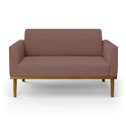Sofá Namoradeira Base De Madeira Fixa Castanho Marisa Veludo
