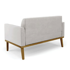 Sofá Namoradeira Base De Madeira Fixa Castanho Marisa Veludo