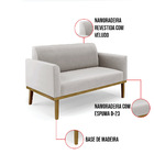 Sofá Namoradeira Base De Madeira Fixa Castanho Marisa Veludo