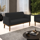 Sofá Namoradeira Base De Madeira Fixa Castanho Marisa Veludo