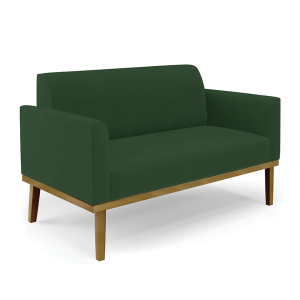 Sofá Namoradeira Base De Madeira Fixa Castanho Marisa Veludo