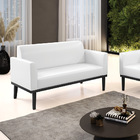 Sofá Namoradeira Base De Madeira Fixa Preto Marisa Corano - B