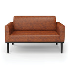 Sofá Namoradeira Base De Madeira Fixa Preto Marisa Corano - N