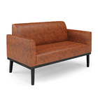 Sofá Namoradeira Base De Madeira Fixa Preto Marisa Corano Noz