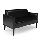 Sofá Namoradeira Base De Madeira Fixa Preto Marisa Corano Pre