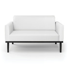 Sofá Namoradeira Base De Madeira Fixa Preto Marisa Corino Bra