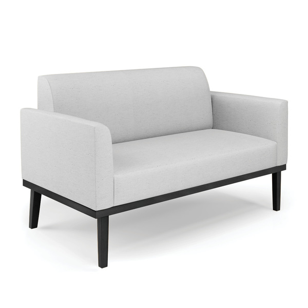 Sofá Namoradeira Base De Madeira Fixa Preto Marisa Linho - A0