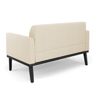 Sofá Namoradeira Base De Madeira Fixa Preto Marisa Linho - A1