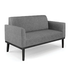 Sofá Namoradeira Base De Madeira Fixa Preto Marisa Linho - A2