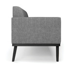 Sofá Namoradeira Base De Madeira Fixa Preto Marisa Linho - A2